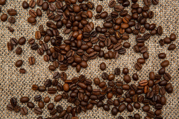 Canvas and Coffee Beans Vertical Photo Background.