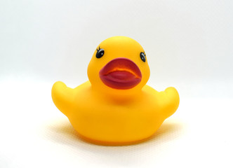 Yellow rubber duck for swimming on a white background