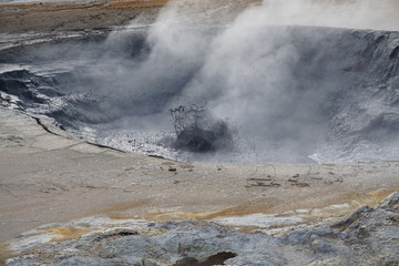 Mystical Hverir sulfur field near Myvatn on Iceland in summer