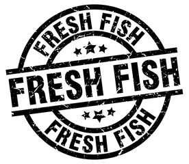 fresh fish round grunge black stamp