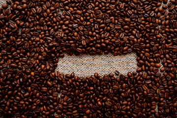 Canvas and Coffee Beans Vertical Photo Background, place for your brand
