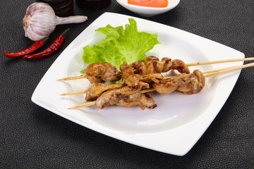 Chicken skin skewer