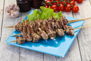 Chicken hearts skewer