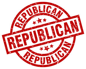 republican round red grunge stamp