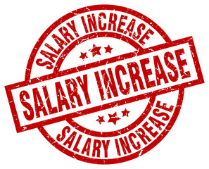 salary increase round red grunge stamp