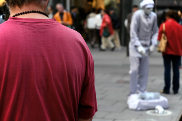 Silver dressed Pantomine at Stephansplatz, VIenna
