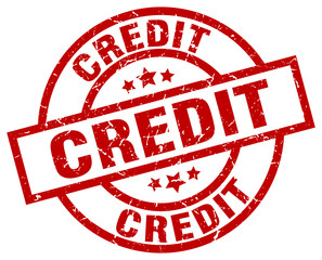 credit round red grunge stamp