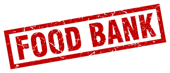 square grunge red food bank stamp