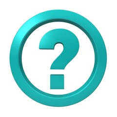 question mark sign ask query symbol interrogation point icon turquoise 3d rendering isolated on white