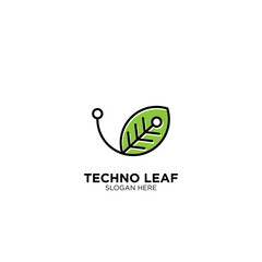 Techno Leaf logo template, vector illustration - Vector