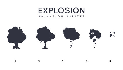 Explosion Storyboard Sprite Set for Animation. Vector Set.