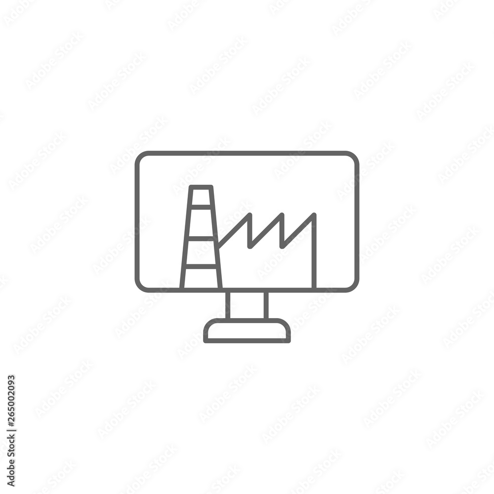 Poster digital factory, laptop icon. element of 3d printing icon. thin line icon for website design and dev