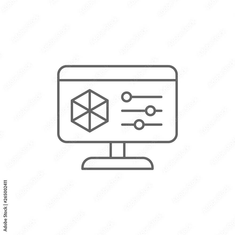 Aufkleber object, laptop, 3d printing icon. element of 3d printing icon. thin line icon for website design and