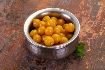 Yellow ripe cherry dessert