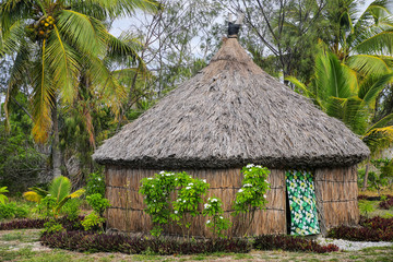 Traditional Kanak house on Ouvea Island,  Loyalty Islands, New Caledonia
