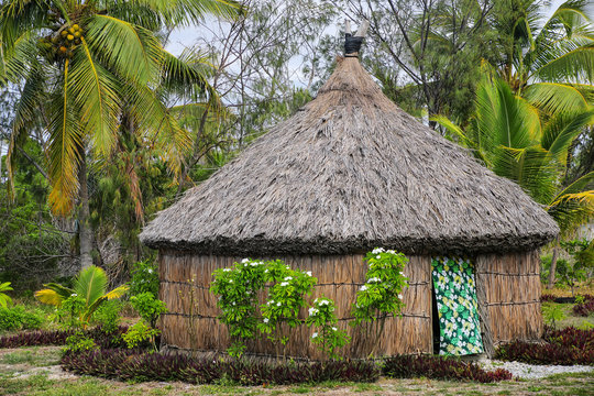Traditional Kanak house on Ouvea Island,  Loyalty Islands, New Caledonia