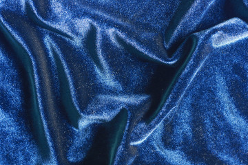 Blue velvet folds texture background