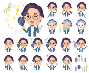 blue suit Glasses man_beauty