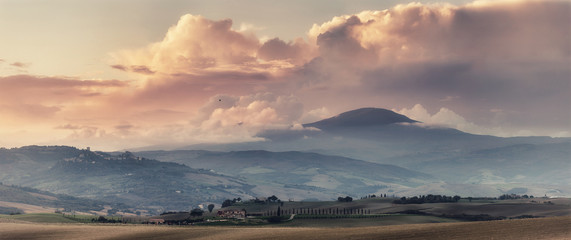 Landscape with fields and hills