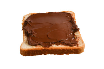 Сhocolate paste sandwich isolated on white background.