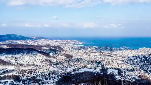 Timelapse of the floating clouds above the Mt.Tengu, Otaru, Japan