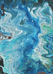 Obraz premium 'Ice-Fed Glaciers': Marble texture. Acrylic pour fluid art. Background pattern design. Blue & green agate. Planet surface.