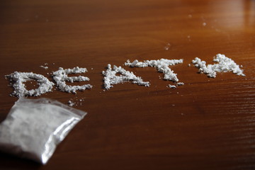 drugs on the wooden table