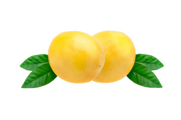 Creative layout made of lemon and leaves. Flat lay. Food concept. Lemon on white background.