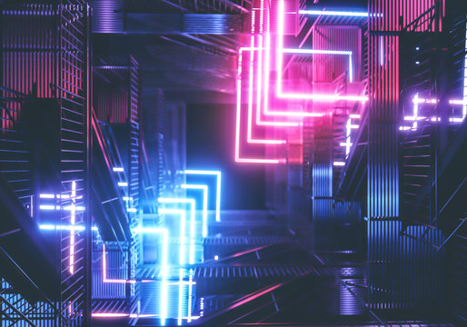 Neon background. Cyberpunk electronic night background concept.