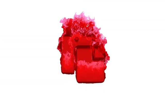 Symbol paste inflames with dark fire, then burns. In - Out loop. Alpha channel Premultiplied - Matted with color white