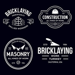 Naklejka premium Set of vintage construction and bricklaying labels. Posters, stamps, banners and design elements. Vector illustration