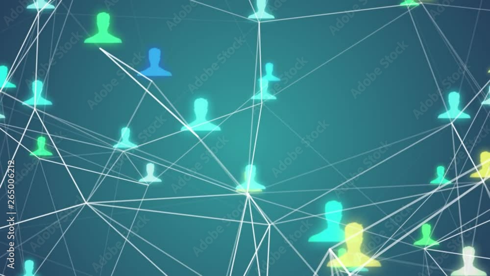 Poster social network people icon link connection technology loop animation