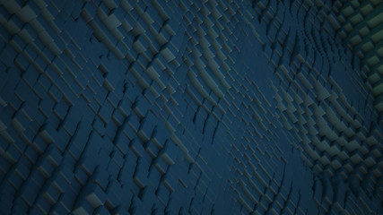 Abstract cubic landscape background. 3D rendering illustration. Geometry patterns. Random 3D cubes.