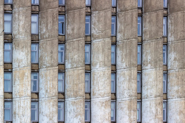 Front shoot of modernist style of concrete office old building