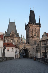 Fototapeta na wymiar Lesser Quarter Side of the Charles Bridge in Prague