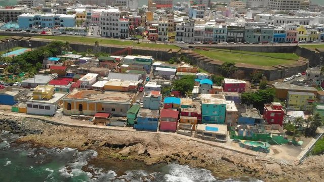 Old San Juan and San Crist&oacute;bal fortress in Puerto Rico Aerial view of Old San Juan and San Crist&oacute;bal fortress in Puerto Rico