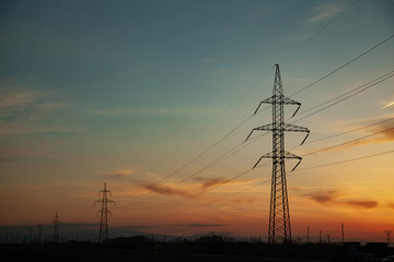 Fototapeta premium line with color beautiful sunset