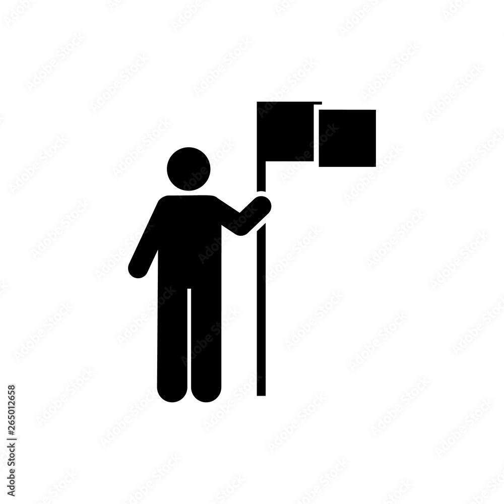 Poster flag, man icon. element of man with random object icon. premium quality graphic design icon. signs a