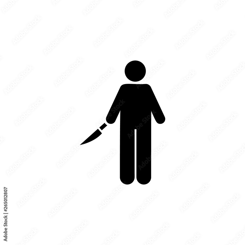Poster knife, man, aggressive icon. element of man with random object icon. premium quality graphic design 