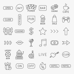 Bar Signs Line Icons Set