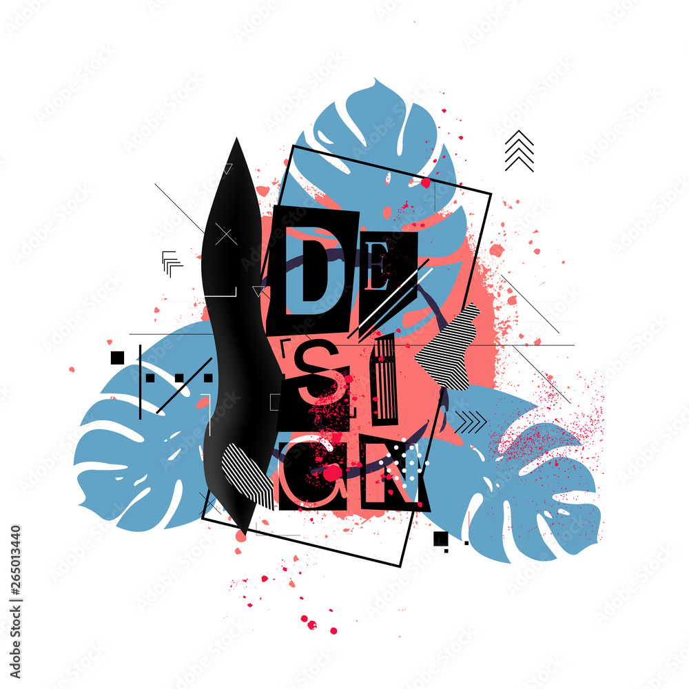 Aufkleber trendy composition. abstract background. the poster with the flat figures and grunge slash. abstract