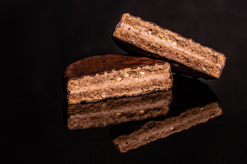 Beautiful tasty macaroons on a dark background