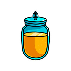 Fresh sweet jar in glass pot, gold color
