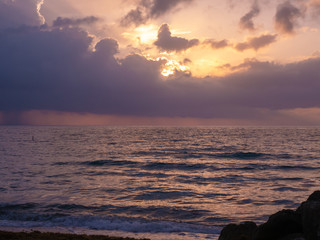 Sun Rising Over Ocean