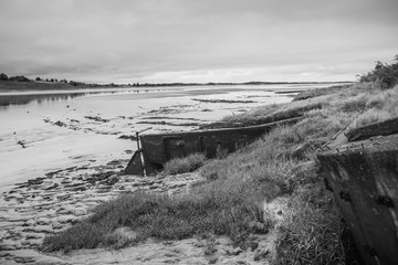 Purton wrecks. These barges were sunk deliberately over one hundred years ago. The idea was to strengthen the banks of the River Severn. Now the remains  of these barges sit as relic of times gone by.