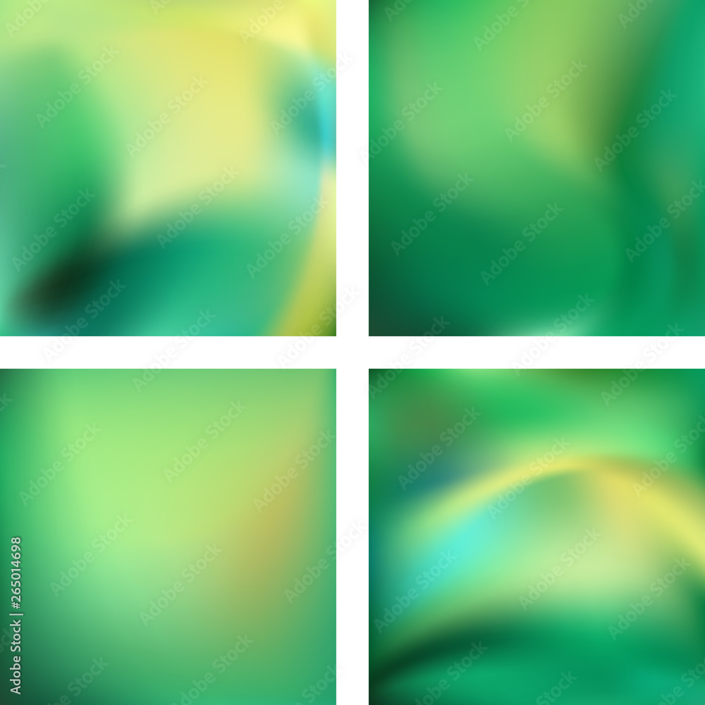 Poster set with green abstract blurred backgrounds. vector illustration. modern geometrical backdrop. abstr