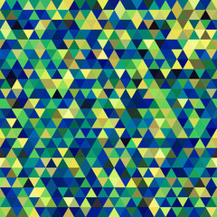 Abstract seamless mosaic background. Triangle geometric background. Vector illustration. Yellow, green, blue colors.