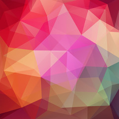 Abstract mosaic background. Triangle geometric background. Design elements. Vector illustration. Red, pink, orange, green colros.