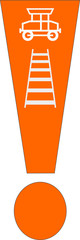 orange exclamation mark with locomotive