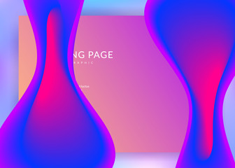 Liquid fluid with dynamic elements and shapes. Landing page.